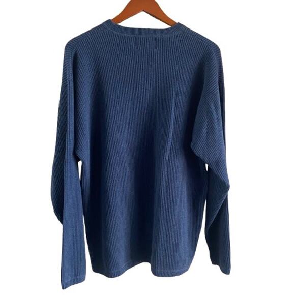Vintage High Sierra Blue Ribbed‎ Soft Cotton Crewneck Pullover Sweater Mens Sz L - Picture 2 of 7